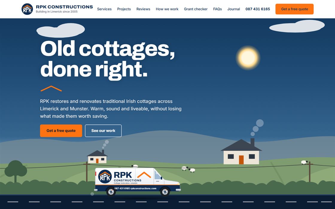 RPK Constructions website homepage